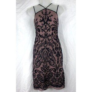 BCBG Max Azria Dress Pink & Blue Sleeveless Burn Out Lace Overlay Size 4  Party